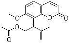 CAS 登录号：139115-59-6, Isomurralonginol acetate, 8-[1-[(乙酰氧基)甲基]-2-甲基-2-丙烯基]-7-甲氧基香豆素