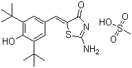 CAS # 139340-56-0, Darbufelone mesilate, (5Z)-2-Amino-5-[(3,5-ditert-butyl-4-hydroxyphenyl)methylidene]-1,3-thiazol-4-one methanesulfonate