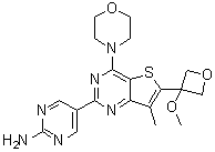structure of CAS# 1394076-92-6, 5-[6-(3-Methoxy-3-oxetanyl)-7-methyl-4-(4-morpholinyl)thieno[3,2-d]pyrimidin-2-yl]-2-pyrimidinamine