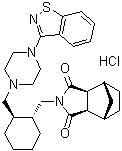 CAS # 139563-18-1, (3aR,4S,7R,7aS)-rel-2-[[(1R,2R)-2-[[4-(1,2-Benzisothiazol-3-yl)-1-piperazinyl]methyl]cyclohexyl]methyl]hexahydro-4,7-methano-1H-isoindole-1,3(2H)-dione hydrochloride (1:1)