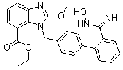 CAS 登录号：1397836-41-7, 2-乙氧基-1-[[2'-[(羟氨基)亚氨基甲基]联苯-4-基]甲基]-1H-苯并咪唑-7-羧酸乙酯