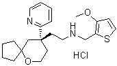structure of CAS# 1401031-39-7, (9R)-N-[(3-Methoxy-2-thienyl)methyl]-9-(2-pyridinyl)-6-oxaspiro[4.5]decane-9-ethanamine hydrochloride (1:1)