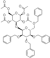 3-O-[2,3,4,6-四-O-(苯基甲基)-alpha-D-吡喃葡萄糖基]-beta-D-吡喃葡萄糖四乙酸酯分子结构 (CAS 140420-82-2)