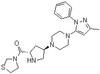 CAS 登录号：1404559-15-4, [(2S,4R)-4-[4-(3-甲基-1-苯基-1H-吡唑-5-基)-1-哌嗪基]-2-吡咯烷基]-3-噻唑烷基甲酮