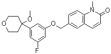 6-[[3-Fluoro-5-(tetrahydro-4-methoxy-2H-pyran-4-yl)phenoxy]methyl]-1-methyl-2(1H)-quinolinone molecular structure (CAS 140841-32-3)