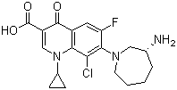 structure of CAS# 141388-76-3, (R)-7-(3-氨基六氢-1H-氮杂卓-1-基)-8-氯-1-环丙基-6-氟-1,4-二氢-4-氧代-3-喹啉甲酸