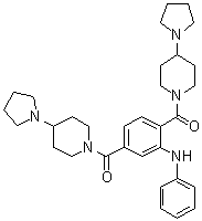 structure of CAS# 1415800-43-9, 1,1'-[2-(Phenylamino)-1,4-phenylene]bis[1-[4-(1-pyrrolidinyl)-1-piperidinyl]methanone]