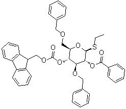 CAS 登录号：1416144-50-7, 乙基 3,6-二-O-(苯基甲基)-1-硫代-beta-D-吡喃葡萄糖苷 2-苯甲酸酯 4-(9H-芴-9-基甲基碳酸酯)