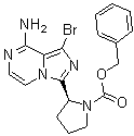 structure of CAS# 1420478-88-1, (S)-Benzyl 2-(8-amino-1-bromoimidazo[1,5-a]pyrazin-3-yl)pyrrolidine-1-carboxylate