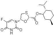 CAS 登录号：1422361-25-8, (2R,5S)-5-(5-氟-3,4-二氢-2,4-二氧代-1(2H)-嘧啶基)-1,3-恶噻戊环-2-羧酸 (1R,2S,5R)-5-甲基-2-(1-甲基乙基)环己基酯