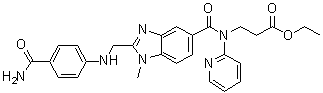 CAS # 1422435-41-3, N-[[2-[[[4-(Aminocarbonyl)phenyl]amino]methyl]-1-methyl-1H-benzimidazol-5-yl]carbonyl]-N-2-pyridinyl-beta-alanine ethyl ester