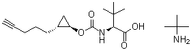 structure of CAS# 1425038-21-6, (S)-3,3-Dimethyl-2-((((1R,2R)-2-(pent-4-yn-1-yl)cyclopropoxy)carbonyl)amino)butyric acid tert-butylamine salt