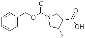 structure of CAS# 1428243-36-0, (3R,4S)-1-((Benzyloxy)carbonyl)-4-methylpyrrolidine-3-carboxylic acid