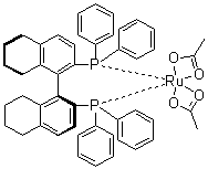 structure of CAS# 142962-95-6, Diacetato[(S)-(-)-2,2'-bis(diphenylphosphino)-5,5',6,6',7,7',8,8'-octahydro-1,1'-binaphthyl]ruthenium(II)