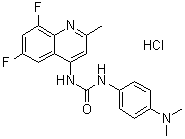 structure of CAS# 1431697-90-3, N-(6,8-Difluoro-2-methyl-4-quinolinyl)-N'-[4-(dimethylamino)phenyl]urea hydrochloride (1:1)