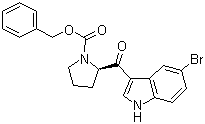 structure of CAS# 143322-56-9, (R)-2-[(5-溴-1H-吲哚-3-基)羰基]-1-吡咯烷甲酸苄酯
