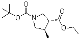 structure of CAS# 1434126-89-2, (3R,4R)-4-甲基-1,3-吡咯烷二甲酸 1-叔丁基 3-乙基酯