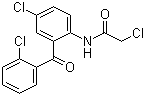 structure of CAS# 14405-03-9, 2-Chloro-N-[4-chloro-2-(2-chlorobenzoyl)phenyl]acetamide
