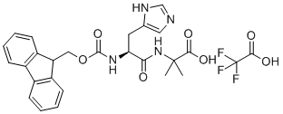 CAS # 1446013-08-6, Fmoc-His-Aib-OH TFA, 2-[(2S)-2-({[(9H-fluoren-9-yl)methoxy]carbonyl}amino)-3-(1H-imidazol-5-yl)propanamido]-2-methylpropanoic acid, trifluoroacetic acid