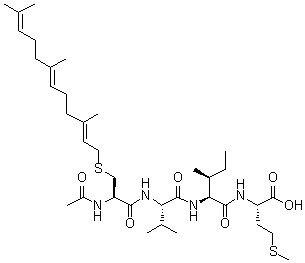 N-乙酰基-S-[(2E,6E)-3,7,11-三甲基-2,6,10-十二碳三烯-1-基]-L-半胱氨酰-L-缬氨酰-L-异亮氨酰-L-蛋氨酸分子结构 (CAS 144608-65-1)