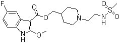 structure of CAS# 144625-67-2, [1-[2-[(Methylsulfonyl)amino]ethyl]-4-piperidinyl]methyl 5-fluoro-2-methoxy-1H-indole-3-carboxylate