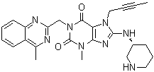 CAS # 1446263-38-2, 7-(2-Butyn-1-yl)-3,7-dihydro-3-methyl-1-[(4-methyl-2-quinazolinyl)methyl]-8-[(3R)-3-piperidinylamino]-1H-purine-2,6-dione