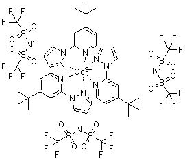 CAS 登录号：1447938-61-5, 三[4-叔丁基-2-(1H-吡唑-1-基)吡啶]钴 三（1,1,1-三氟-N-[(三氟甲基)磺酰基]甲烷磺酰胺盐）