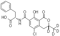 CAS 登录号：1448049-50-0, N-[[(3R)-5-氯-3,4-二氢-8-羟基-3-(甲基-d<sub>3</sub>)-1-氧代-1H-2-苯并吡喃-7-基-3-d]羰基]-L-苯丙氨酸