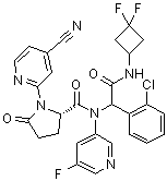 structure of CAS# 1448346-63-1, 1-(4-Cyano-2-pyridinyl)-5-oxo-L-prolyl-2-(2-chlorophenyl)-N-(3,3-difluorocyclobutyl)-N2-(5-fluoro-3-pyridinyl)glycinamide