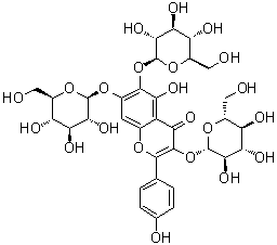 3,6,7-三(beta-D-吡喃葡萄糖基氧基)-5-羟基-2-(4-羟基苯基)-4H-1-苯并吡喃-4-酮分子结构 (CAS 145134-62-9)