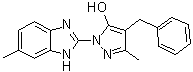 structure of CAS# 1453097-13-6, 3-Methyl-1-(6-methyl-1H-benzimidazol-2-yl)-4-(phenylmethyl)-1H-pyrazol-5-ol