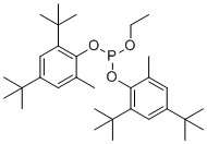structure of CAS# 145650-60-8, Bis(2,4-DI-tert-butyl-6-methyl phenyl) ethyl phosphite