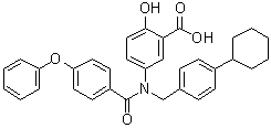 CAS 登录号：1456602-51-9, 5-[[(4-环己基苯基)甲基](4-苯氧基苯甲酰基)氨基]-2-羟基苯甲酸