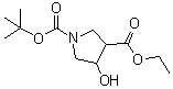 structure of CAS# 146256-99-7, Ethyl 1-tert-butoxycarbonyl-4-hydroxypyrrolidine-3-carboxylate
