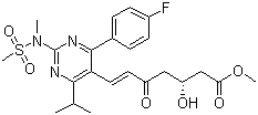 structure of CAS# 147118-39-6, Methyl (+)-(3R)-7-[4-(4-fluorophenyl)-6-isopropyl-2-(N-methyl-N-methanesulfonylamino)pyrimidin-5-yl]-3-hydroxy-5-oxo-(6E)-heptenoate