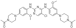 structure of CAS# 1472795-20-2, 1,1'-[(5-Chloro-2,4-pyrimidinediyl)bis[imino(3-methoxy-4,1-phenylene)-4,1-piperazinediyl]]bis[ethanone]