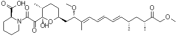 CAS # 147438-30-0, (2S)-1-[2-[(2R,3R,6S)-6-[(2S,3E,5E,7E,9S,11R)-2,13-Dimethoxy-3,9,11-trimethyl-12-oxo-3,5,7-tridecatrien-1-yl]tetrahydro-2-hydroxy-3-methyl-2H-pyran-2-yl]-2-oxoacetyl]-2-piperidinecarboxylic acid