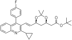 structure of CAS# 147489-06-3, (4R,6S)-6-[[(1E)-2-环丙基-4-(4-氟苯基)-3-喹啉基]乙烯基]-2,2-二甲基-1,3-二氧六环-4-乙酸叔丁酯