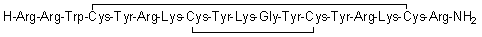 CAS # 147658-54-6, L-Arginyl-L-arginyl-L-tryptophyl-L-cysteinyl-L-tyrosyl-L-arginyl-L-lysyl-L-cysteinyl-L-tyrosyl-L-lysylglycyl-L-tyrosyl-L-cysteinyl-L-tyrosyl-L-arginyl-L-lysyl-L-cysteinyl-L-argininamide cyclic (4→17),(8→13)-bis(disulfide), T 22, T 22 (peptide)