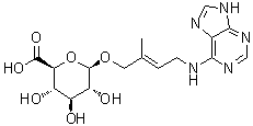 CAS 登录号：147663-51-2, (2E)-2-甲基-4-(9H-嘌呤-6-基氨基)-2-丁烯-1-基 beta-D-吡喃葡糖苷酸