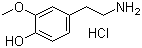 structure of CAS# 1477-68-5, 2-Methoxytyramine hydrochloride