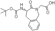 structure of CAS# 148842-86-8, (S)-4-[[(tert-Butoxy)carbonyl]amino]-1,3,4,5-tetrahydro-3-oxo-2H-2-benzazepine-2-acetic acid
