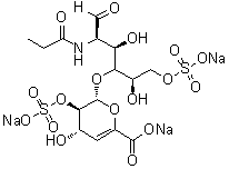 CAS 登录号：149368-05-8, 2-脱氧-4-O-(4-脱氧-2-O-磺基-alpha-L-苏式-己-4-烯吡喃糖基)-2-[(1-氧代丙基)氨基]-D-葡萄糖 6-(硫酸氢酯)三钠盐