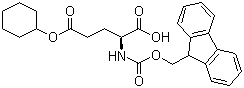 structure of CAS# 150047-85-1, (2S)-5-(Cyclohexyloxy)-2-[[(9H-fluoren-9-ylmethoxy)carbonyl]amino]-5-oxopentanoic acid