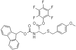 structure of CAS# 150372-68-2, N-[(9H-Fluoren-9-ylmethoxy)carbonyl]-S-[(4-methoxyphenyl)methyl]-L-cysteine pentafluorophenyl ester