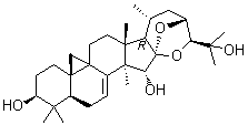 CAS # 150972-72-8, 7,8-Didehydrocimigenol, 7(8)-Ene-cimigenol, (3beta,15alpha,16alpha,23R,24S)-16,23:16,24-Diepoxy-9,19-cyclolanost-7-ene-3,15,25-triol