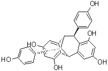 CAS # 151487-08-0, Ampelopsin F, (5R,10S,11S,12R)-10,11-Dihydro-11,12-bis(4-hydroxyphenyl)-5,10-methano-5H-dibenzo[a,d]cycloheptene-1,3,6,8-tetrol