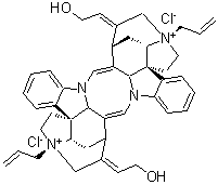 CAS # 15180-03-7, Alcuronium chloride, Alloferin, Alloferine, Dialferin, Diallylnortoxiferene dichloride, Diallylnortoxiferine dichloride, N,N'-Diallylbisnortoxiferine dichloride, RO 4-3816, Toxiferene