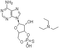 structure of CAS# 151837-09-1, (R)-Adenosine cyclic 3',5'-(hydrogen phosphorothioate) compd. with N,N-diethylethanamine (1:1)