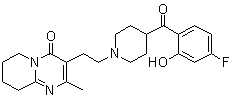 structure of CAS# 152542-00-2, 3-[2-[4-(4-氟-2-羟基苯甲酰基)-1-哌啶基]乙基]-6,7,8,9-四氢-2-甲基-4H-吡啶并[1,2-a]嘧啶-4-酮